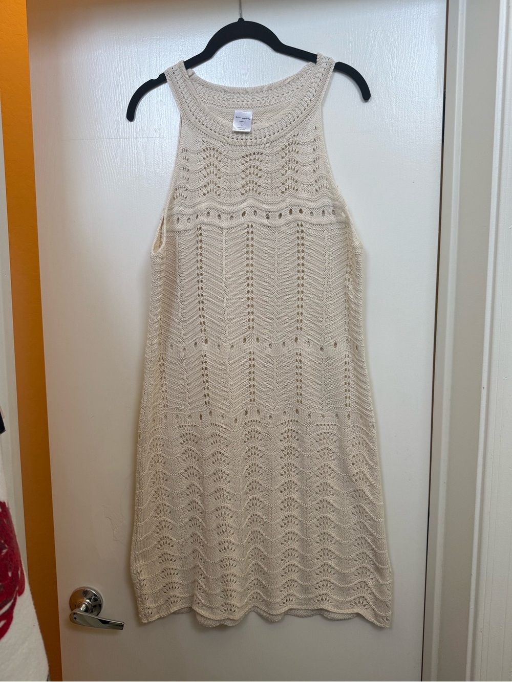 Crochet Halter Beach Cover-Up Dress in Cream